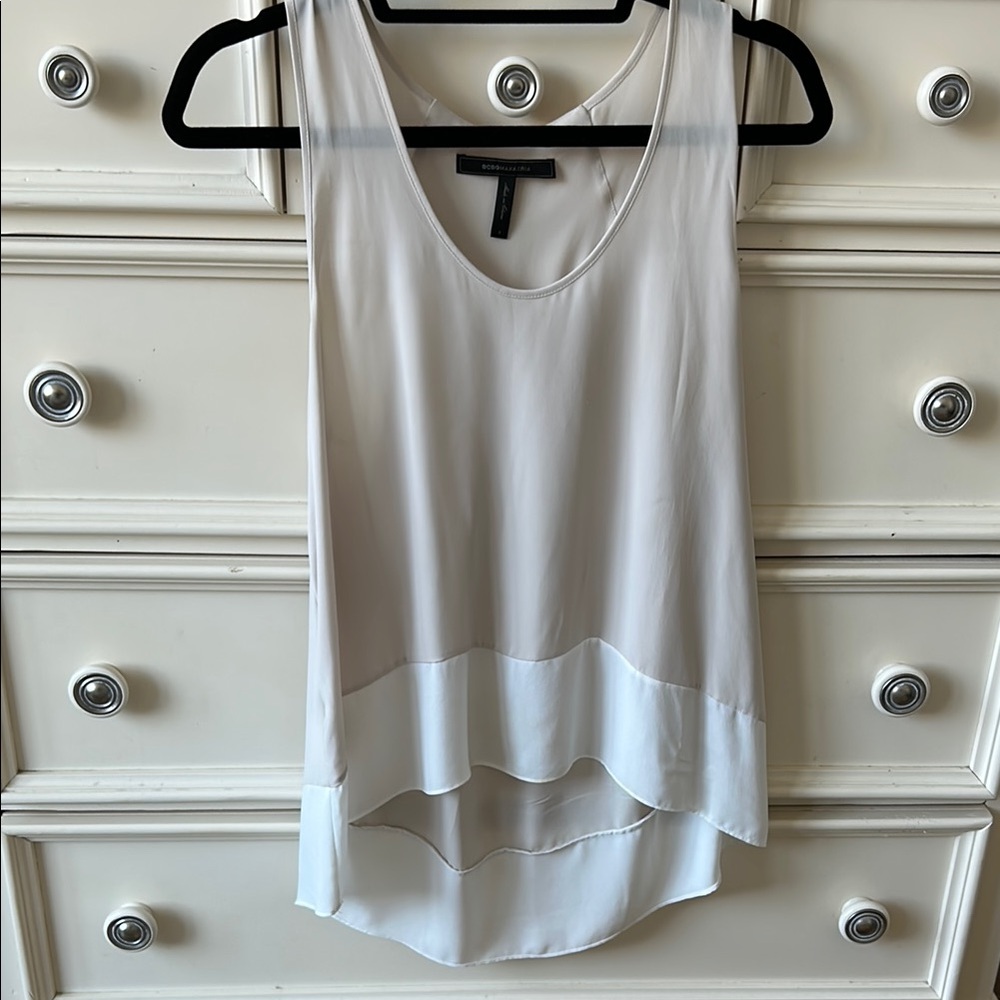 BCBG White and Nude Sleeveless Top